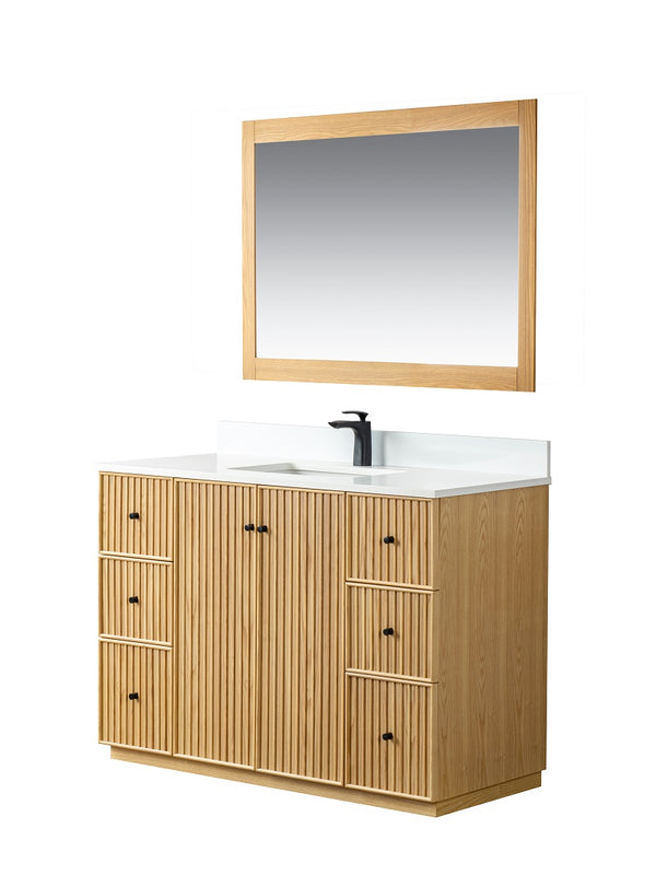 Homedee Vietnam light oak free standing bathroom vanity cabinet
