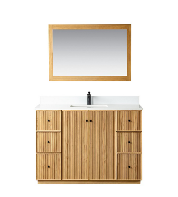 Homedee Vietnam light oak free standing bathroom vanity cabinet