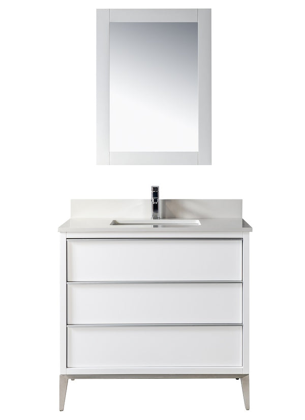 Homedee 36inch Solid Wood Bathroom Cabinet Modern Design Floor Mounted Vanity