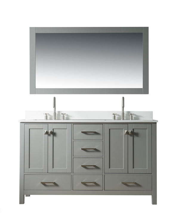 Homedee 60 Inch Double Sink Ash Veneer Solid Wood Bathroom Vanity