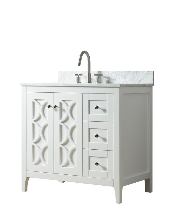 Homedee White Solid Wood Bathroom Vanity