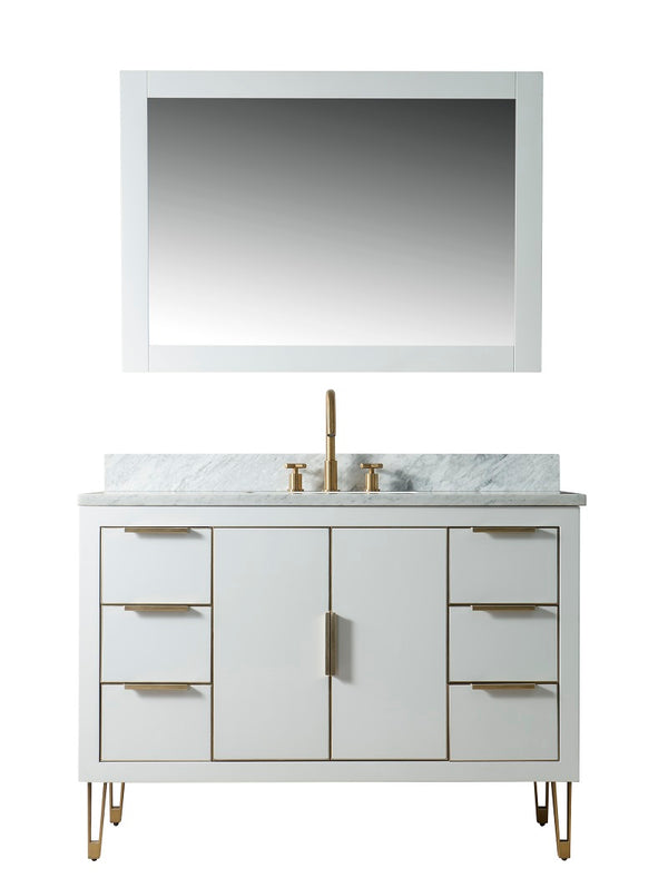 Homedee 48 Inch White Modern Bathroom Vanity Unit Basin Sink Storage Cabinet Furniture