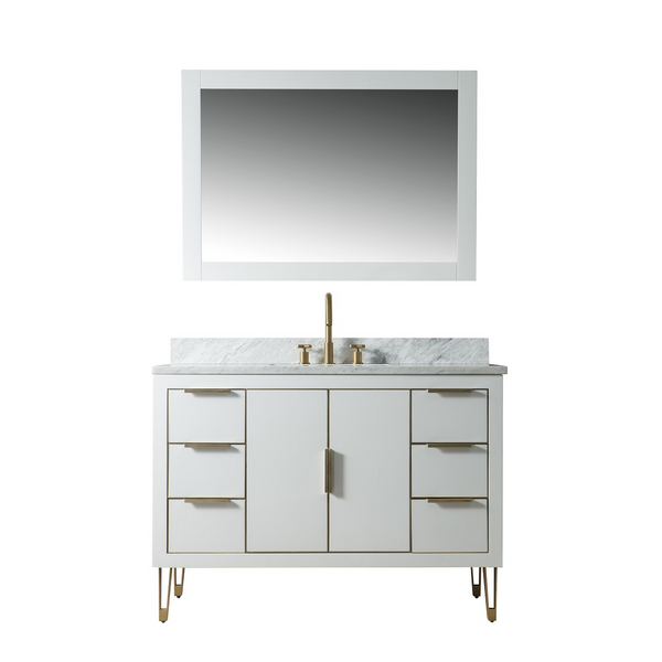 Homedee Handmade Modern Freestanding Single Sink Bathroom Vanities American Style White Vanity Cabinets for Hotels