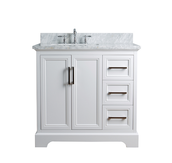 Homedee 36 Inch White Solid Wood Matched Luxury Bathroom Vanity Furniture