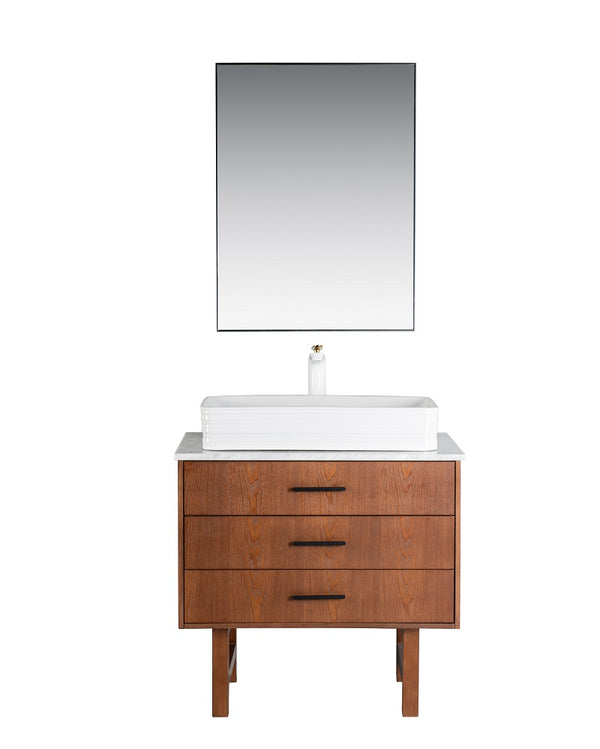 Homedee Modern and Stylish Bathroom Vanity Cabinet Wood with Marble Countertop Includes Mirror for Hotels Laundries