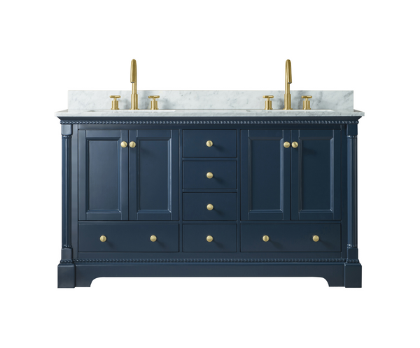 Homedee 60-Inch Blue Double Sink Classic Durable Bath Cabinet Bathroom Vanities